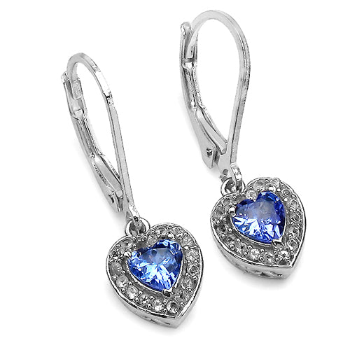 1.26 ct. t.w. Tanzanite and White Topaz Earrings in Sterling Silver