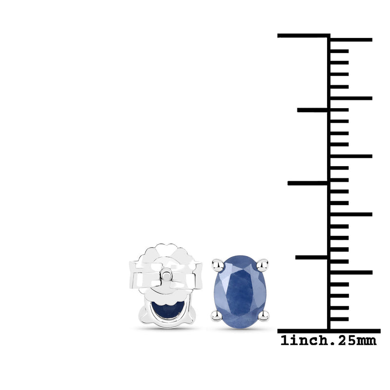 1.60 Carat Genuine Blue Sapphire .925 Sterling Silver Earrings