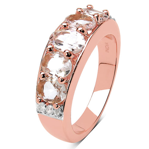 14K Rose Gold Plated 1.89 Carat Genuine Morganite .925 Sterling Silver Ring