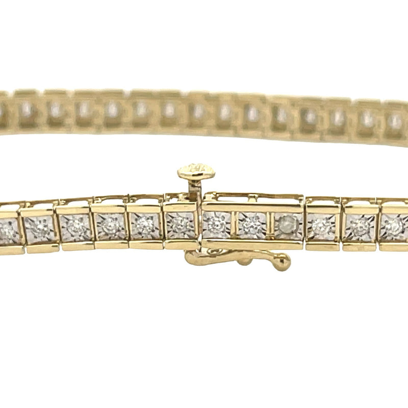 Genuine .90ct Diamond Tennis Bracelet 10KT Yellow Gold