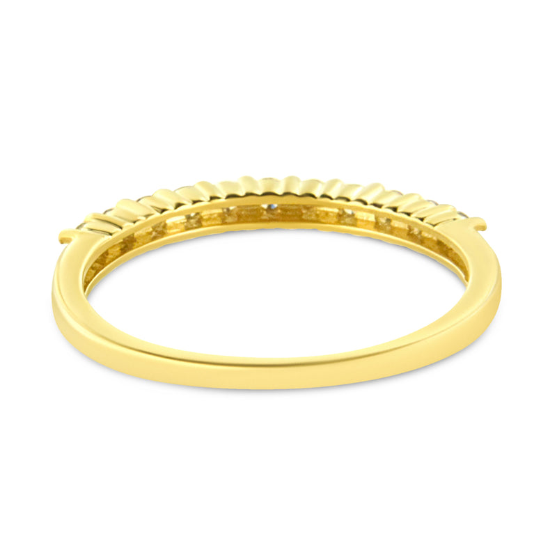 10K Yellow Gold Plated .925 Sterling Silver 1/4 Cttw Champagne Diamond Band Ring - Size 7 (K-L Color, I1-I2 Clarity)