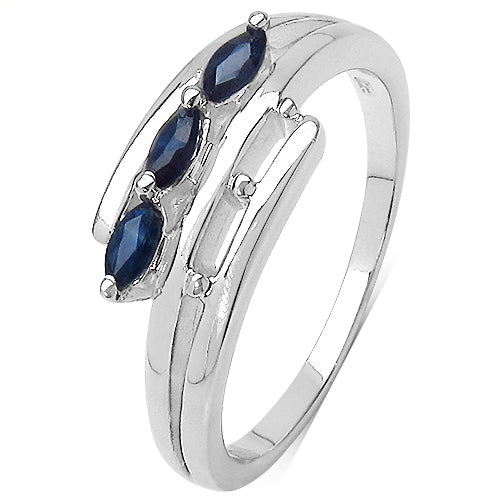 0.36 Carat Genuine Blue Sapphire .925 Sterling Silver Ring