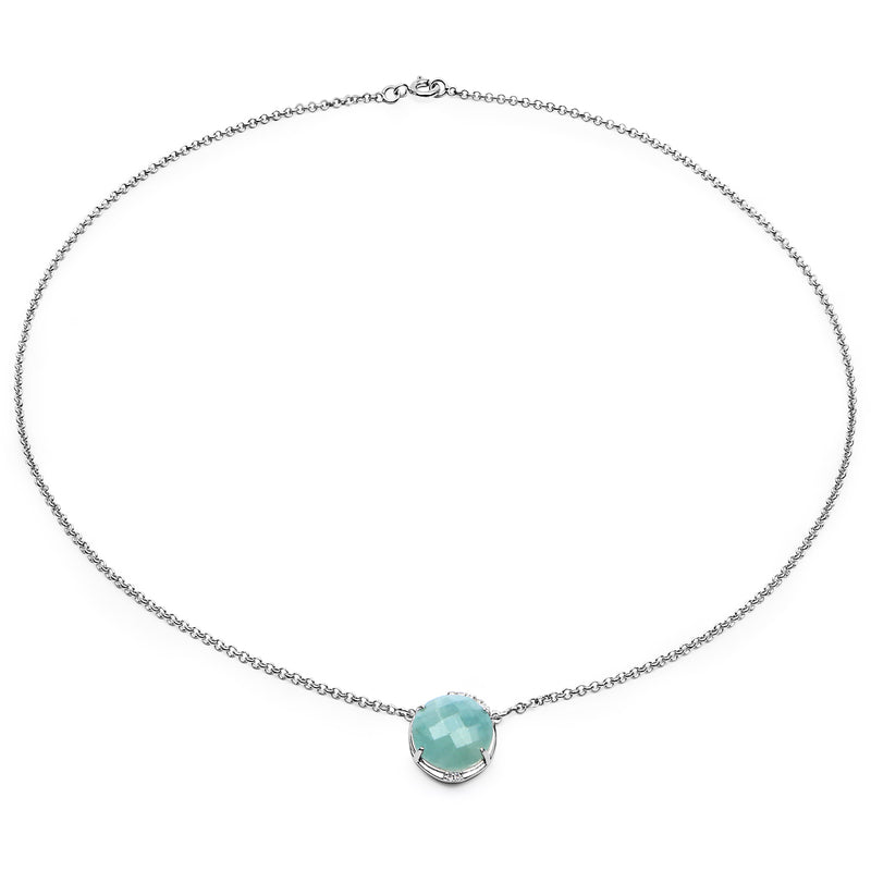 6.71 Carat Genuine Aquamarine and White Topaz .925 Sterling Silver Pendant