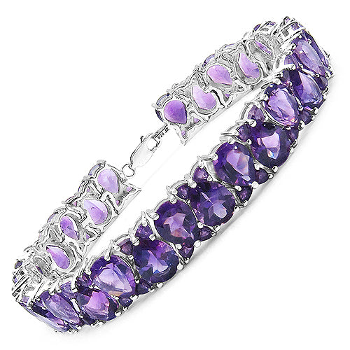 28.35 Carat Genuine Amethyst .925 Sterling Silver Bracelet