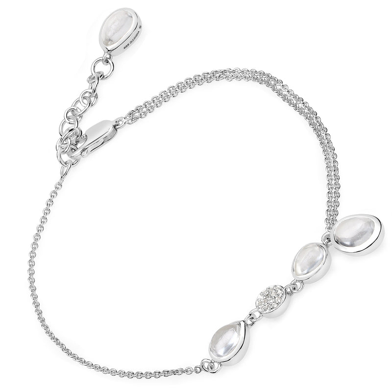 3.78 Carat Genuine Crystal Quartz and White Topaz .925 Sterling Silver Bracelet