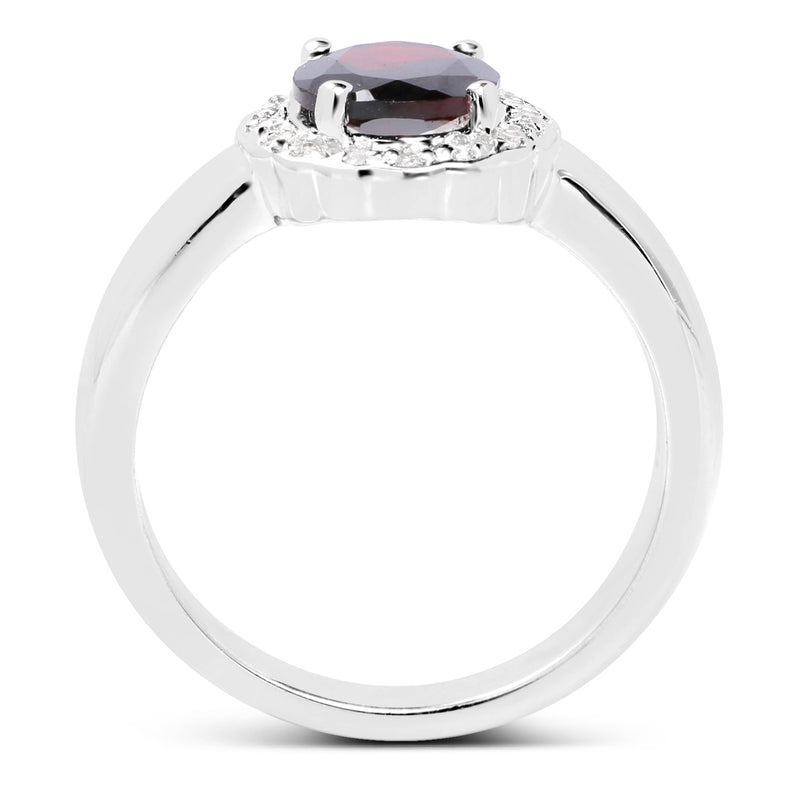 2.58 Carat Genuine  Garnet and White Topaz .925 Sterling Silver Ring