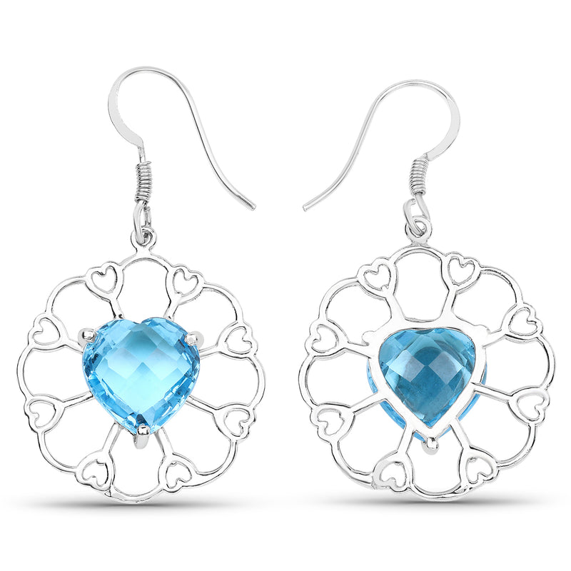 15.50 Carat Genuine Swiss Blue Topaz .925 Sterling Silver Earrings