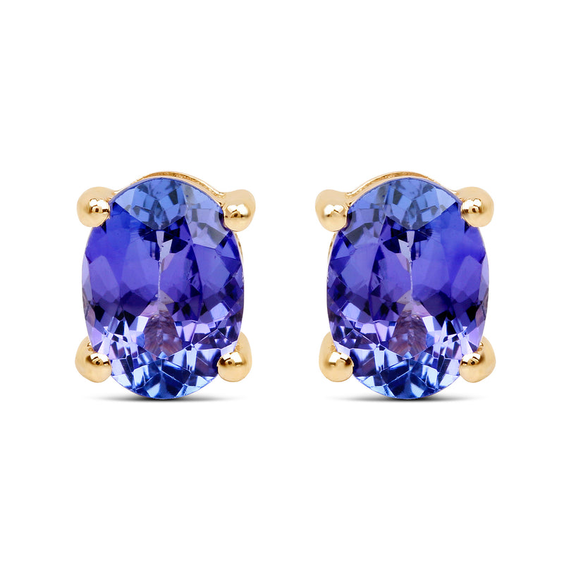 2.00 Carat Genuine Tanzanite 14K Yellow Gold Earrings