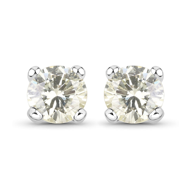 0.71 Carat Genuine White Diamond 14K White Gold Earrings