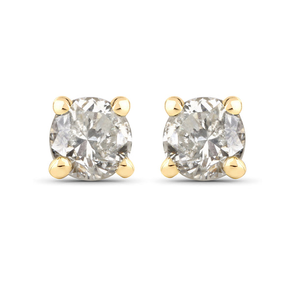 0.20 Carat Genuine LB Diamond 14K Yellow Gold Earrings