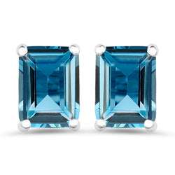 3.90 Carat Genuine London Blue Topaz .925 Sterling Silver Earrings