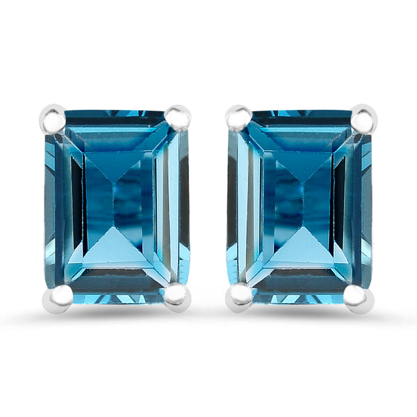 3.90 Carat Genuine London Blue Topaz .925 Sterling Silver Earrings