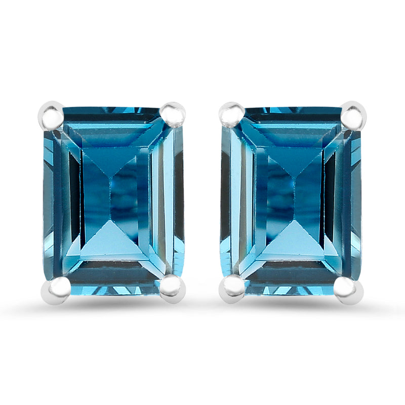 3.90 Carat Genuine London Blue Topaz .925 Sterling Silver Earrings