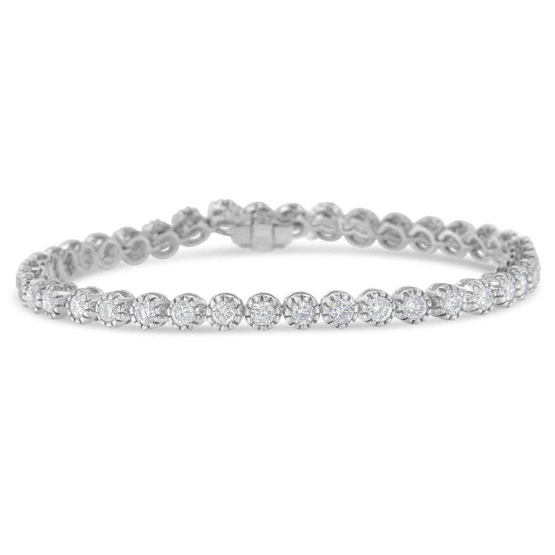 14K White Gold 4ct TDW Round-Framed Diamond Tennis Bracelet (H-II1-I2)