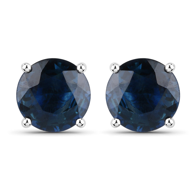 2.30 Carat Genuine Blue Sapphire 14K White Gold Earrings