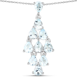 2.20 Carat Genuine Aquamarine .925 Sterling Silver Pendant