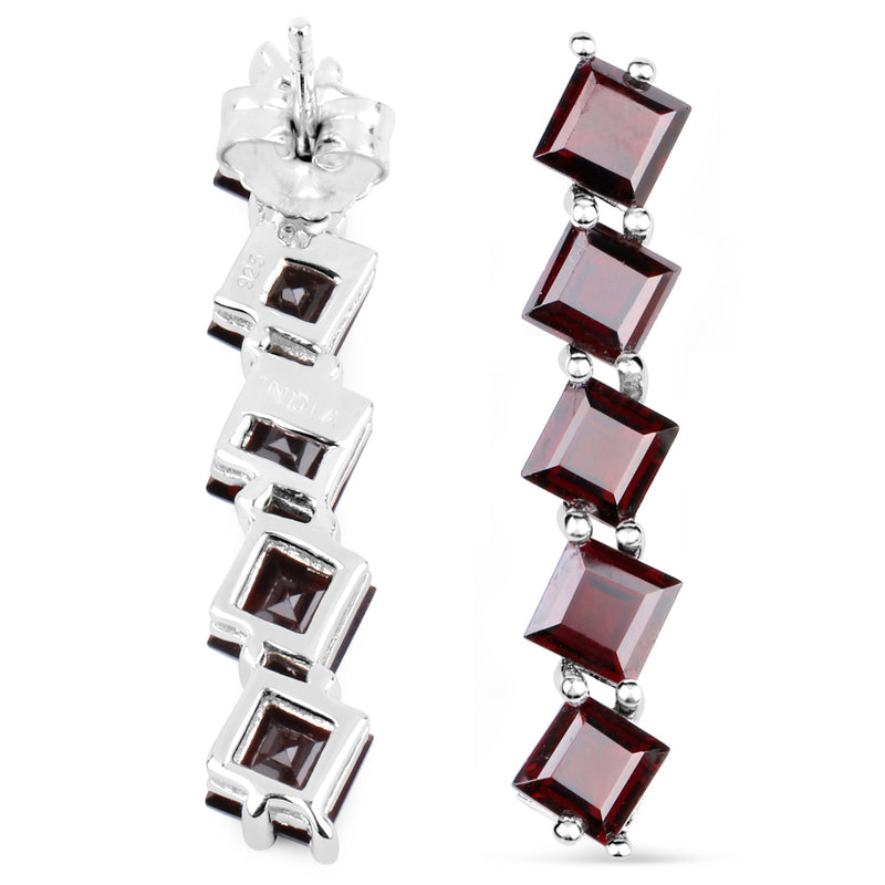 8.00 Carat Genuine Garnet .925 Sterling Silver Earrings