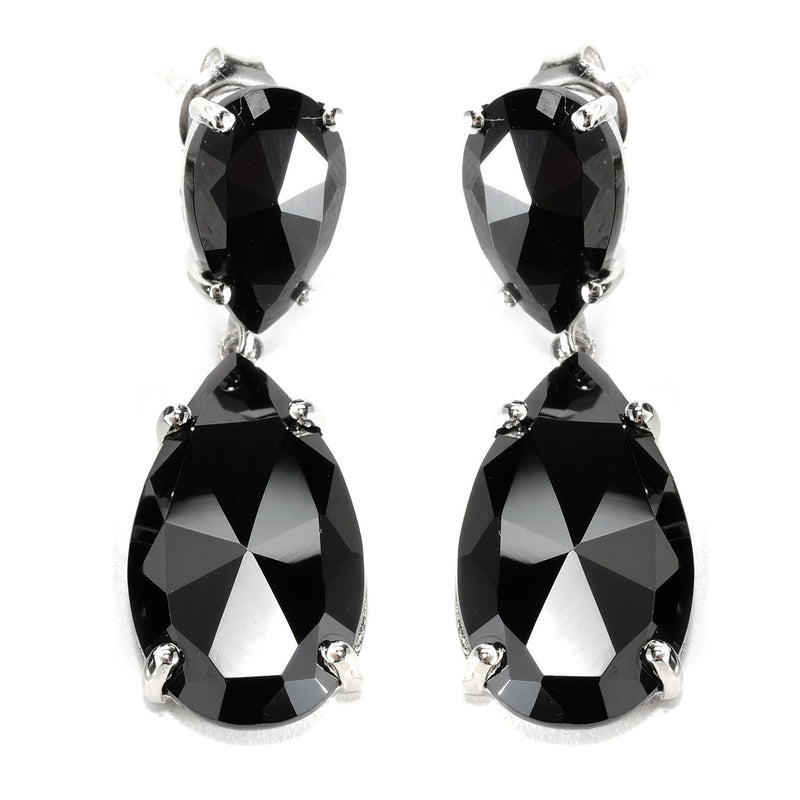 925 sterling silver with natural Black Spinel Pear dangle Earring for women