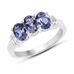 1.23 Carat Genuine Iolite .925 Sterling Silver Ring