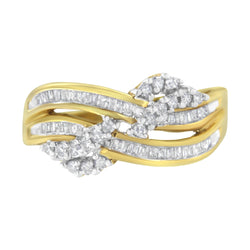 14kt Yellow Gold 1/2ct TDW Round and Baguette cut Diamond Ring Band (I-JI1-I2)