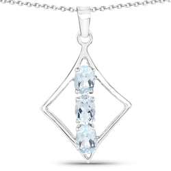 1.53 Carat Genuine Blue Topaz .925 Sterling Silver Pendant