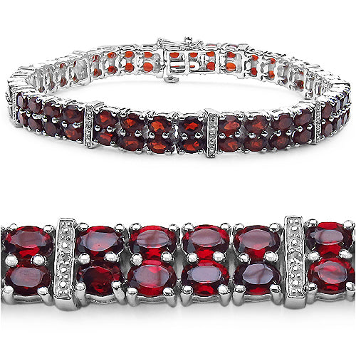 19.05 Carat Genuine Garnet .925 Sterling Silver Bracelet