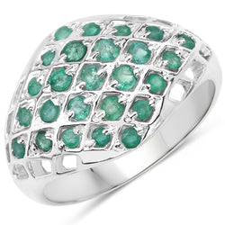 0.90 Carat Genuine Emerald .925 Sterling Silver Ring